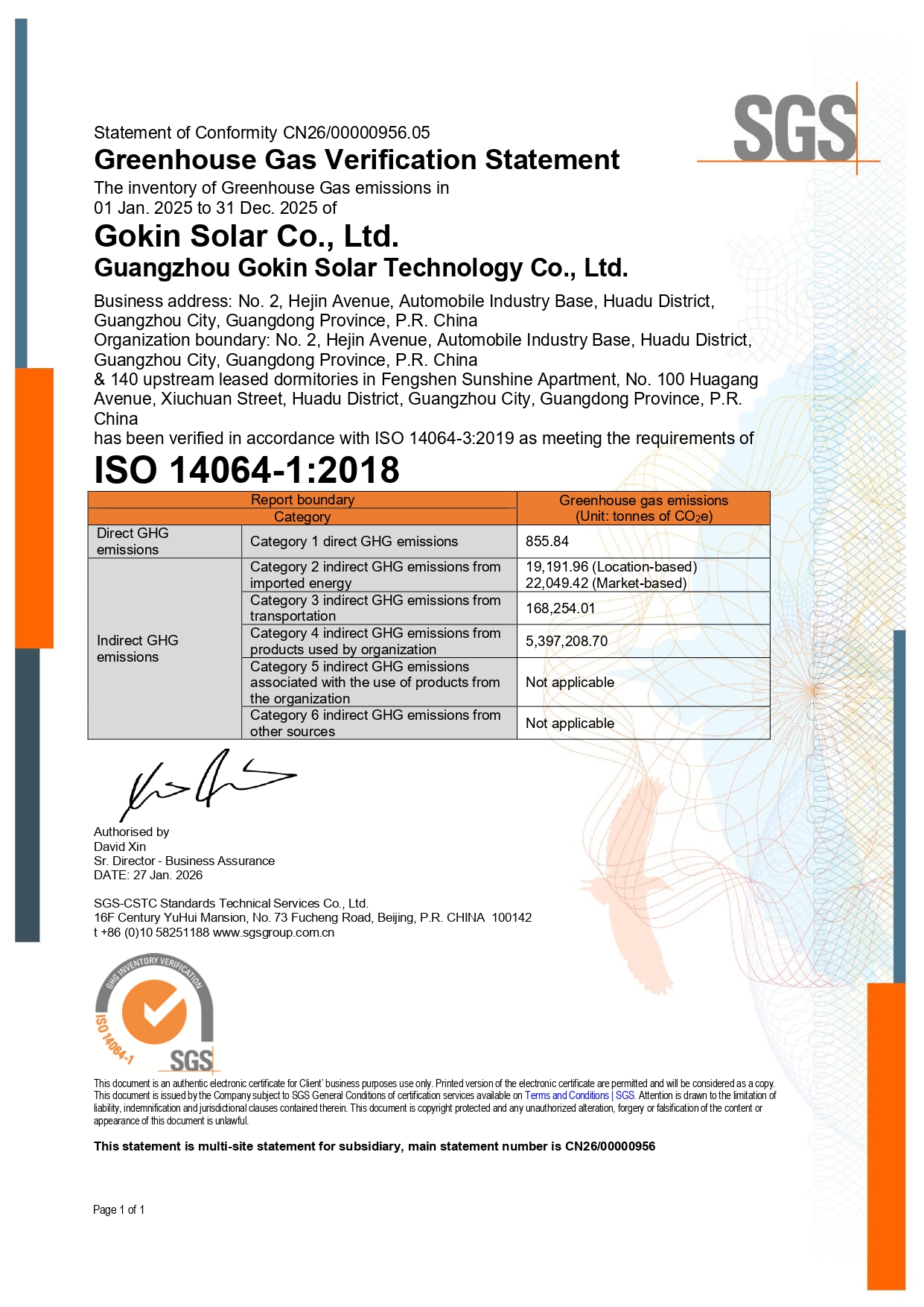 ZSN240229 - Guangzhou Gokin Verifizierungserkl?rung für Treibhausgase